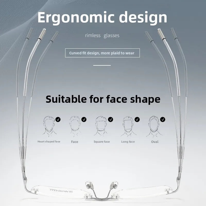 Men's ultra-light anti-blue pure titanium rimless glasses custom myopia prescription glasses reading glasses