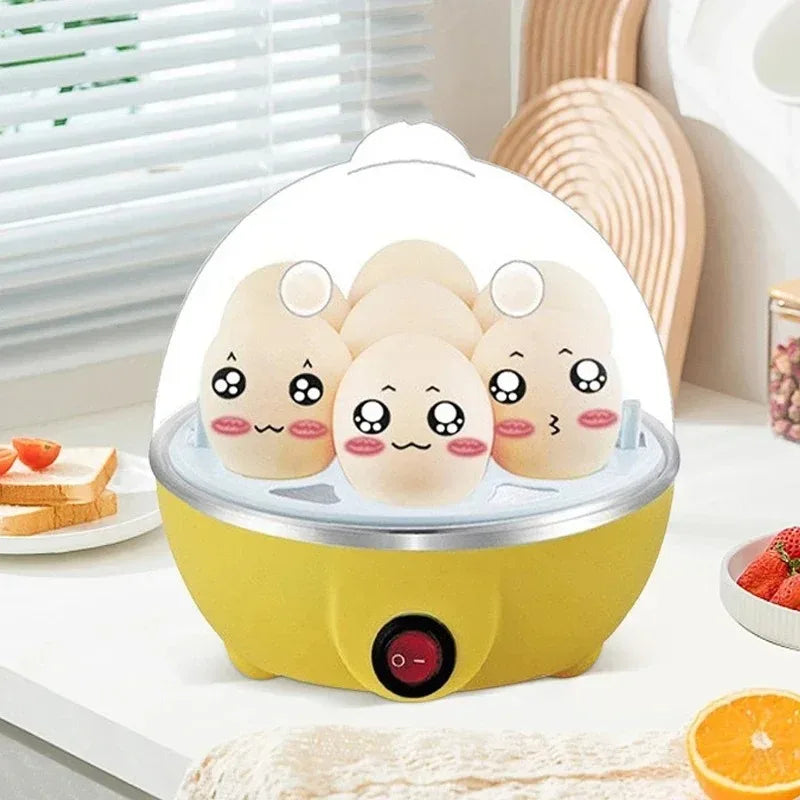 Automatic Shut Off Electric Egg Cooker 7 Eggs Multi-functional Steamer for Custard Boiled Poached Eggs Breakfast Appliance