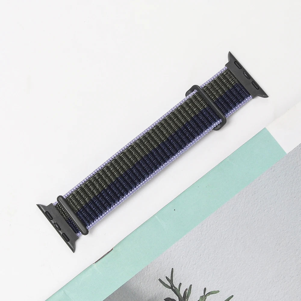 Nylon Strap For Apple Watch Band Ultra 2 49mm 45mm 41mm 44mm 42mm 38mm Adjustable Elastic Bracelet For iWatch Series 9 8 7 6 5 4