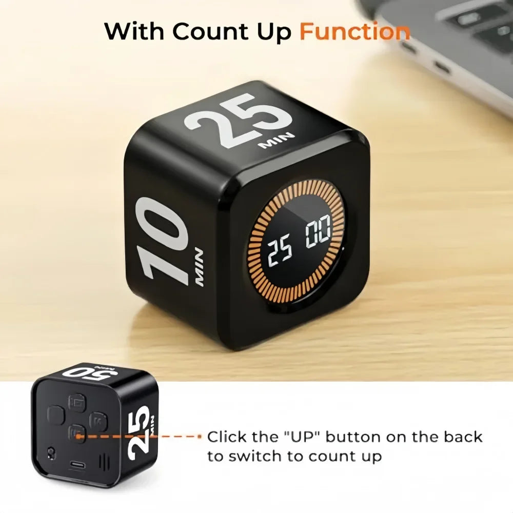 Pomodoro Timer -for Kitchen/Study/Shower Timer,Silent Flip Digital Visual egg Timer, 5/10/25/50min Cooking Gadgets Smart