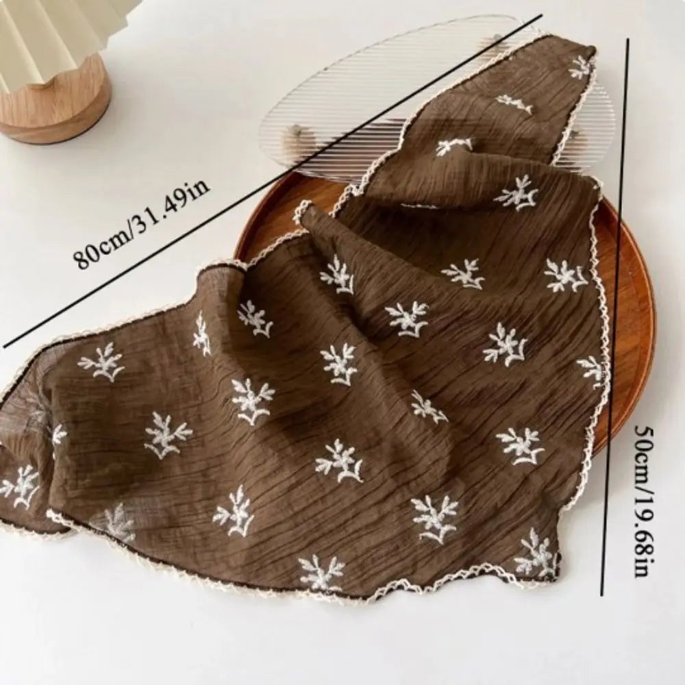 Headwear Pastoral Style Floral Lace Hair Scarf Y2K Sweet Cotton Linen Hair Band Headband Soft Wrap Bohemia Bandana Girls
