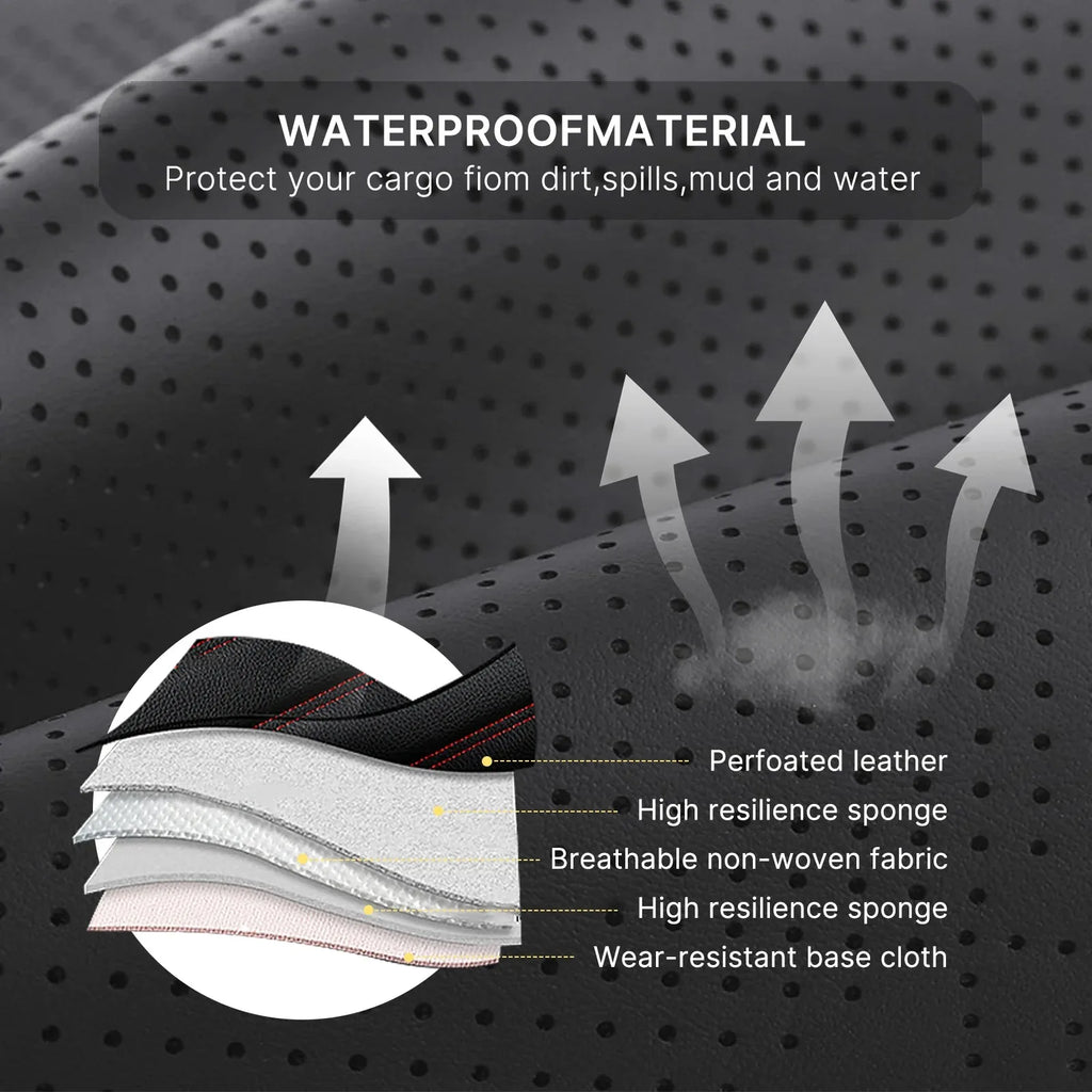Universal Leather Car Seat Covers for SUVs  Sedans Trucks Breathable Elegant Easy-Clean Comfortable Fit Airbag Port Waterproof