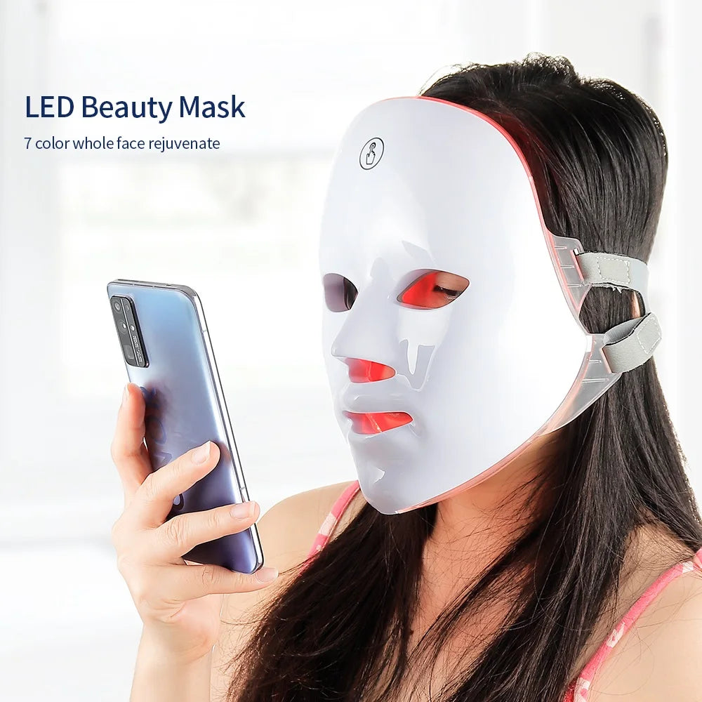 Wireless LED Face Mask 7 Colors Rechargeable Portable Facial Mask Skin Rejuvenation Skin Care Beauty Device