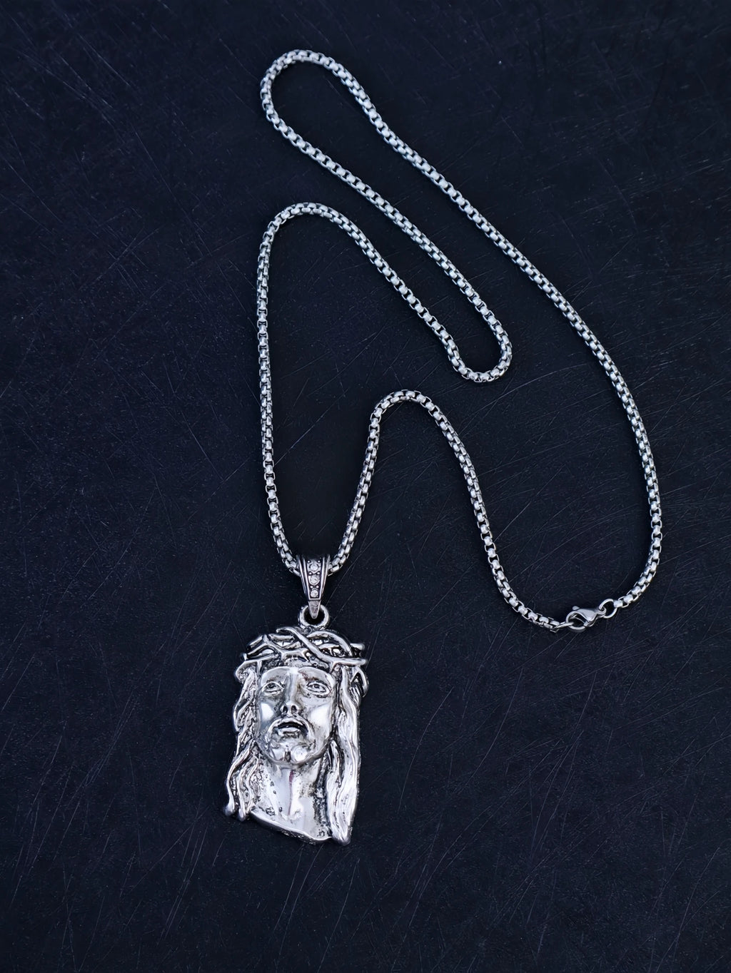 6 Sizes Hip Hop Punk Style God Jesus Head Deluxe Gold Plated Pendant Collar Necklace Figaro Chain Men Women Jewelry