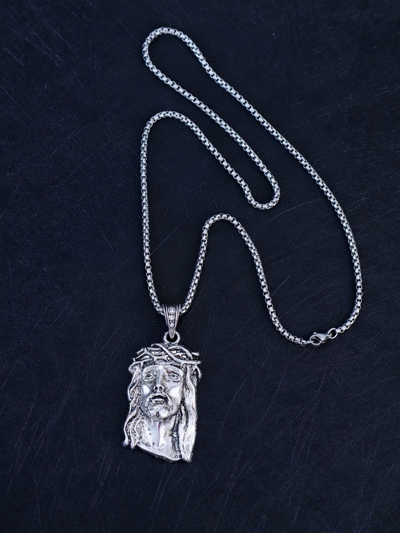 6 Sizes Hip Hop Punk Style God Jesus Head Deluxe Gold Plated Pendant Collar Necklace Figaro Chain Men Women Jewelry