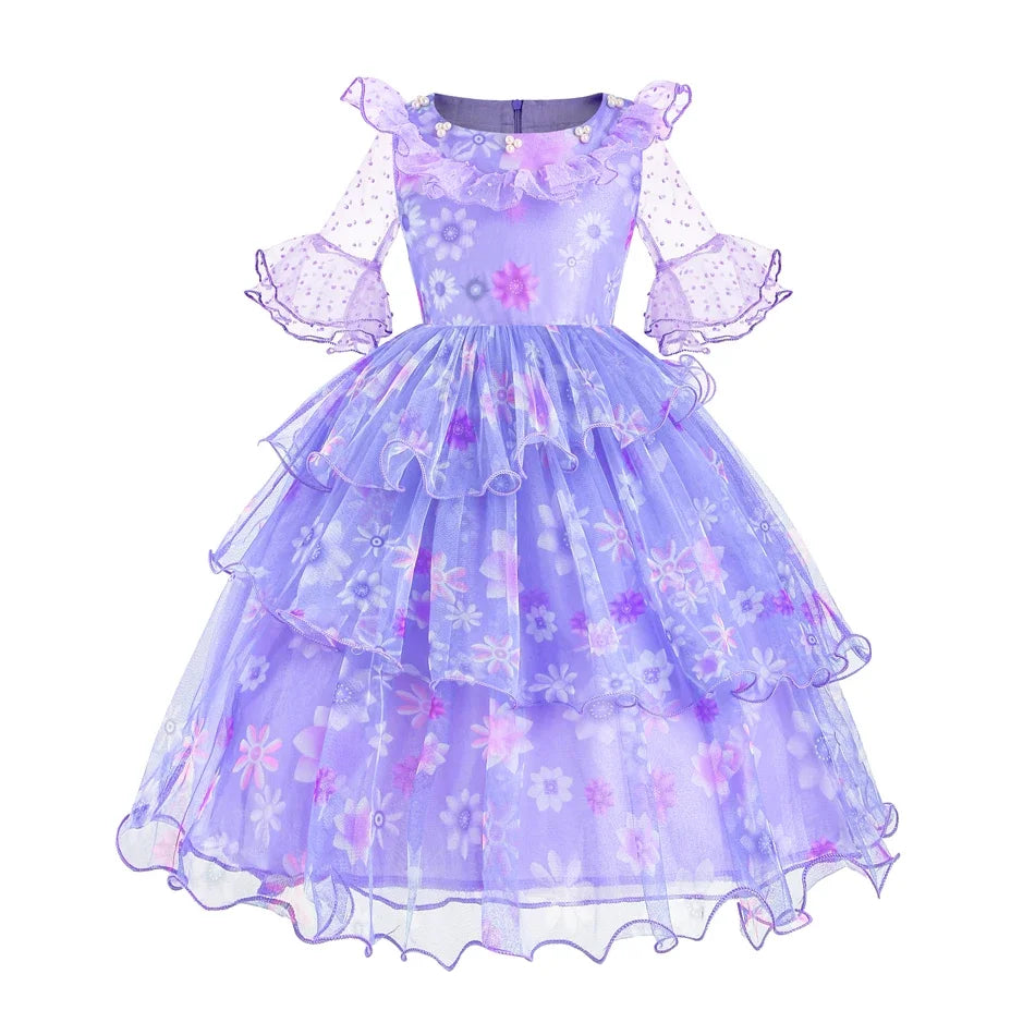 Encanto Costumes Cosplay Princess Dress Isabella Charm for Girls Carnival Christmas Birthday Party Mirabel Dress