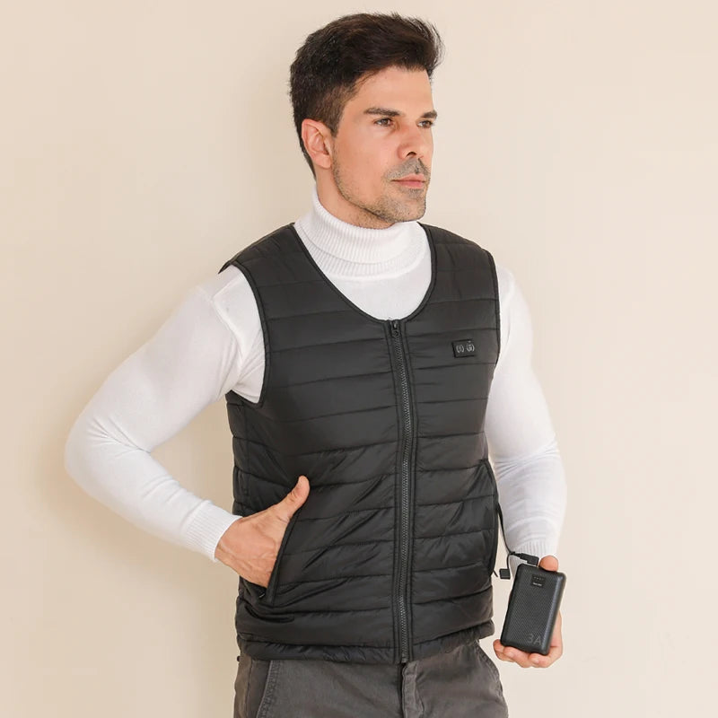 New Winter Unisex V-Neck 22 Zone Heat Resistant Warm Vest Middle-Aged And Elderly People Worn Both Inside And Outside Waistcoat
