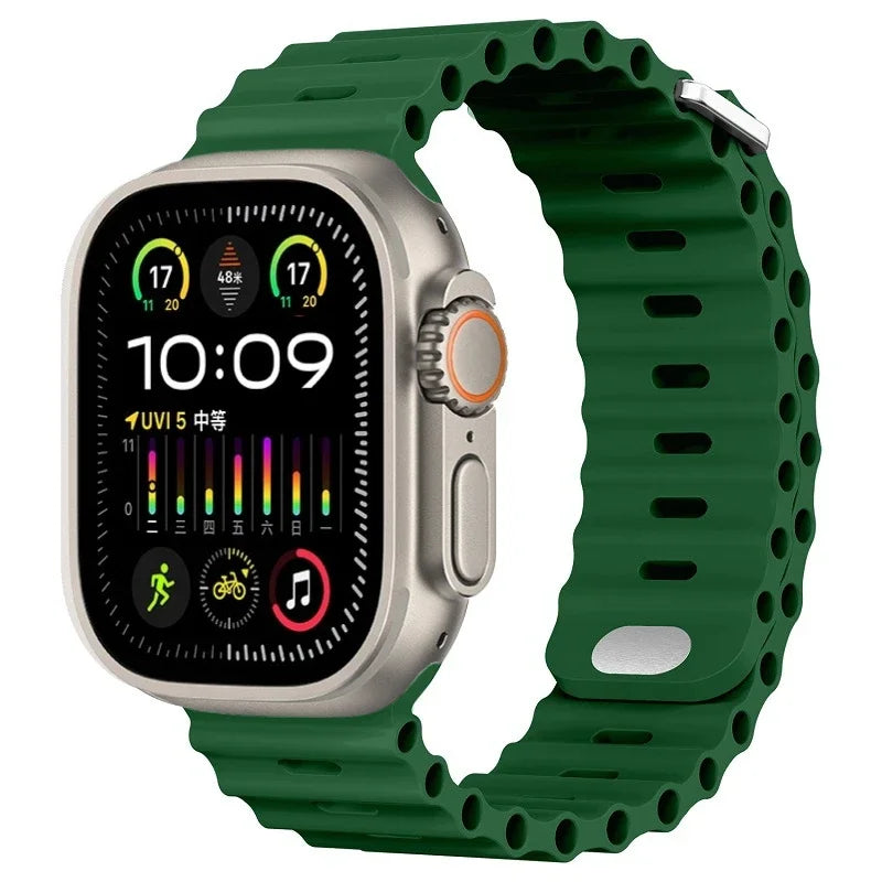 Ocean Silicone Strap For Apple Watch UItra 3 1 2 49mm 10 9 8 7 11 46mm 42mm 45mm 41mm Bracelet Wristband iWatch 6 5 4 SE3 44mm