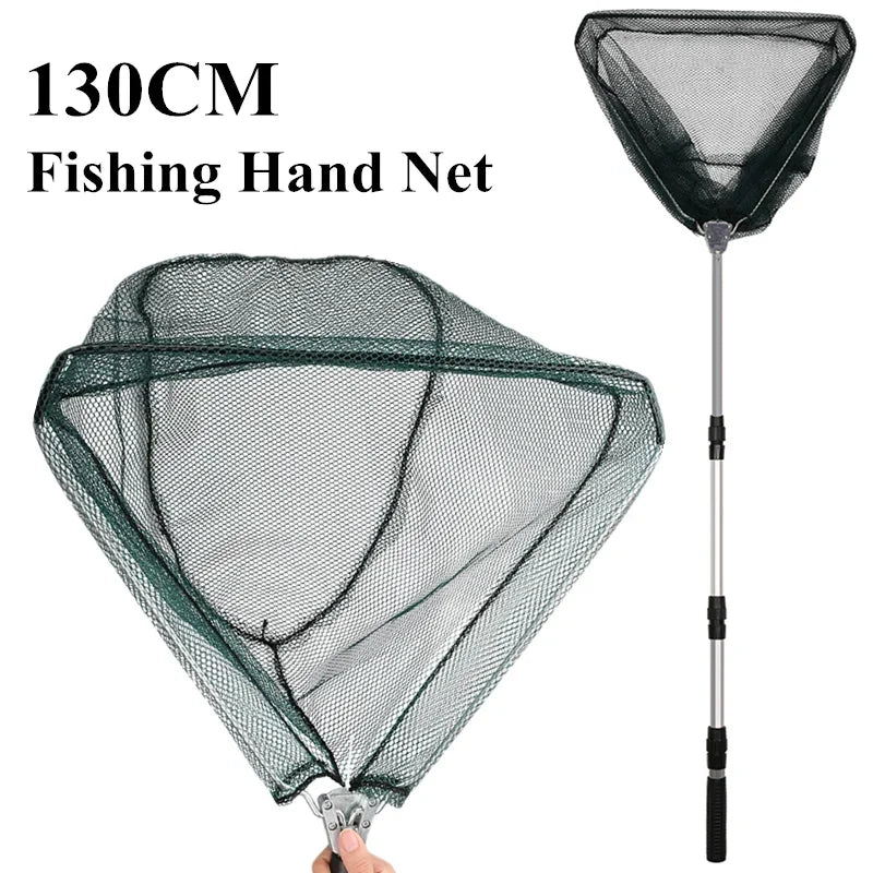 190cm 92cm 55cm Telescopic Landing Net Folding Fishing Pole Extending Fly Carp Course Sea Mesh Fishing Net For Fly Fishing