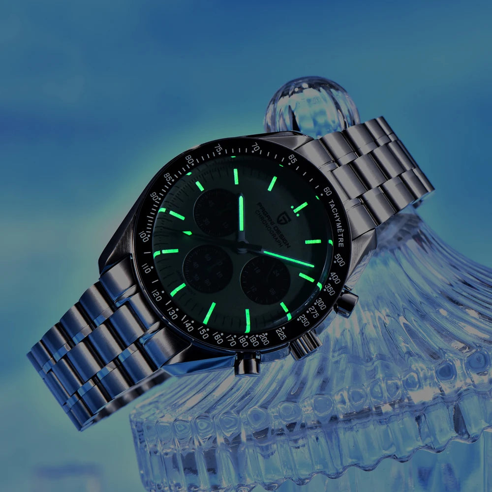 PAGANI DESIGN 2026 New Light Tan Retro Quartz Watch For Men Sports Chronograph AR Sapphire Crystal Luminous Wrist Watch Men VK63