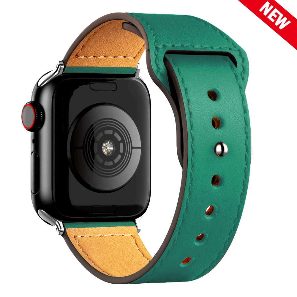 Leather band For Apple watch strap Ultra 2 49mm 44mm 40mm 38mm/42mm wrist bracelet for iWatch series 10 9 8 7 4 5 6 se 41mm/45mm