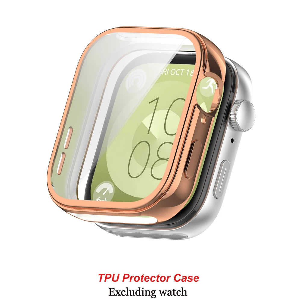 Glass+Case For Huawei Watch Fit 3 All-Around Screen Protector Hard PC Bumper Tempered Glass Watch Case For Huawei Watch Fit 3