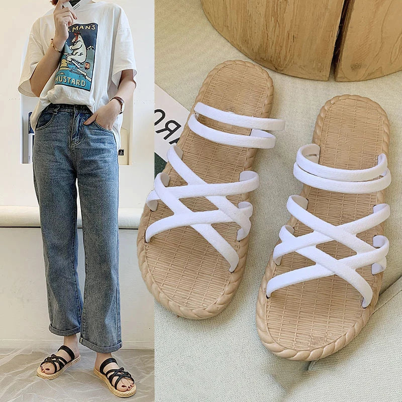 Fashion New Style Popular Women's Summer Soft Bottom Shoes Super Fairy Sandals Flower Flat Slippers For Women Wear Outdoor