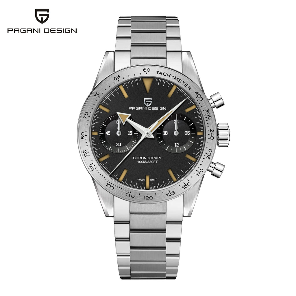 PAGANI DESIGN 2026 Mens watches Moon Quartz  Watch men speed Sport waterproof Chronograph AR Sapphire VK64 Steel Retro Luminous