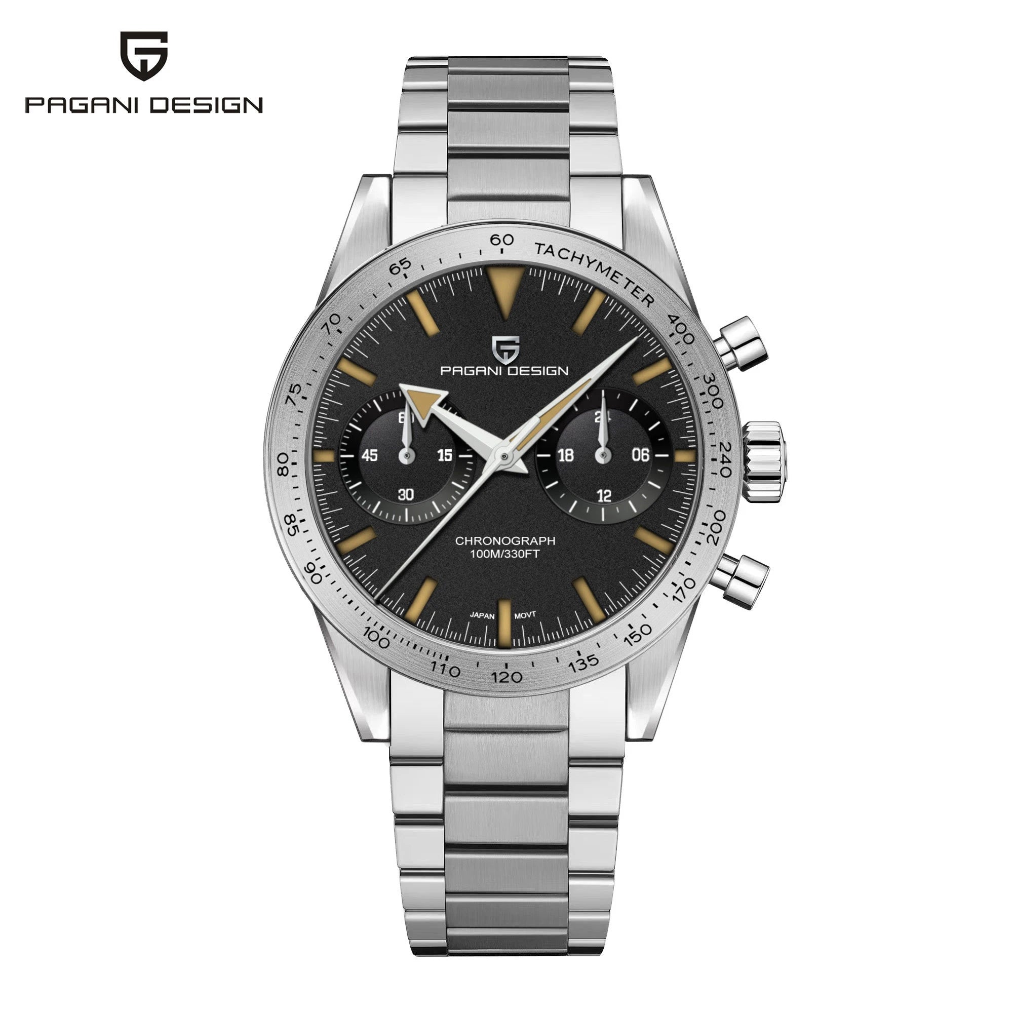 PAGANI DESIGN 2026 Mens watches Moon Quartz  Watch men speed Sport waterproof Chronograph AR Sapphire VK64 Steel Retro Luminous