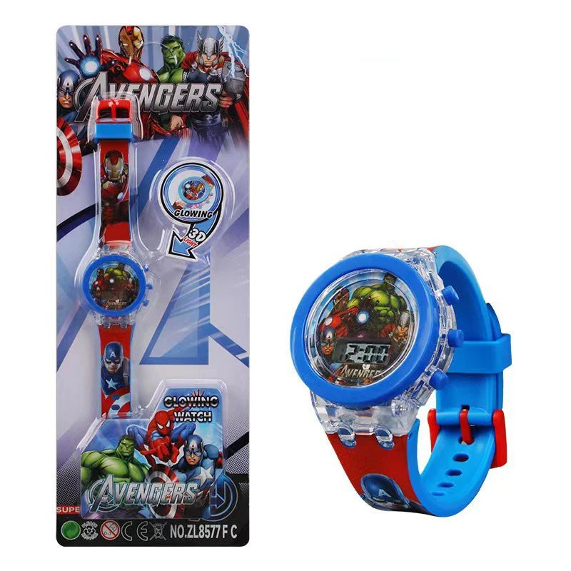 Flash Light Frozen Mickey Kids Watches For Girls Cartoon Snow White Car Children Watch Boys School Student Digitel Clock Gifts