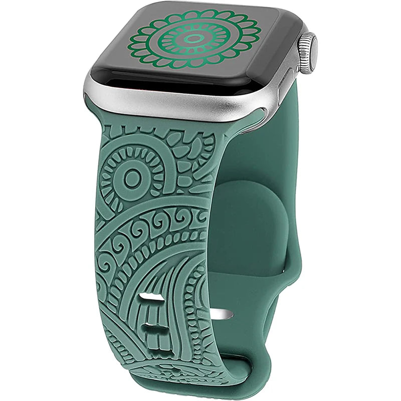 Engraved Band for Apple Watch 44MM 49mm 40mm 41 45mm 38/42mm Leopard Silicone Sport Strap for IWatch Series Ultra 8 7 6 SE 5 4 3