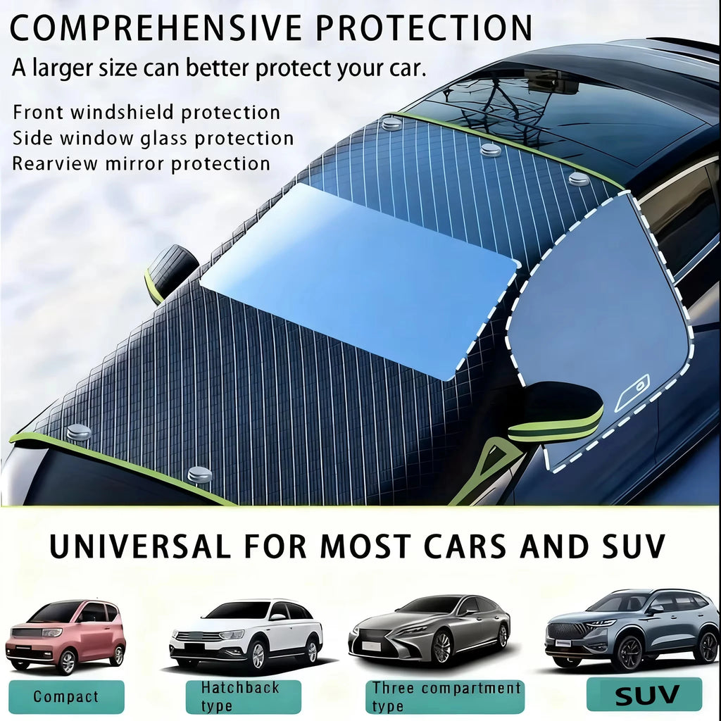 Winter Thickened Magnetic Snow Shield for Car - Half-Cover Car Cover & Front Windshield Snow Blocker