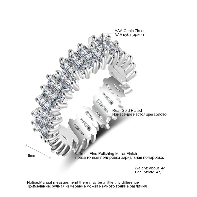Classic Cubic Zirconia Engagement Rings for Women Luxury 18K Gold Color Plated Wedding Party Jewelry