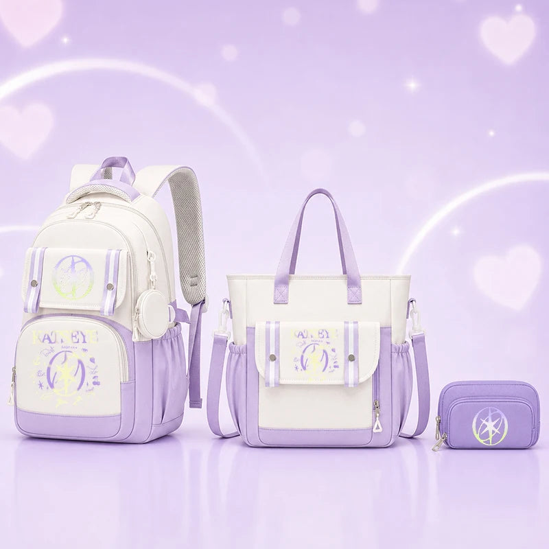 Kpop Group Katseye Backpack Set Teen Girls Back To School Gifts Korean Ulzzang Katseye Women Travel Bagpack Suit