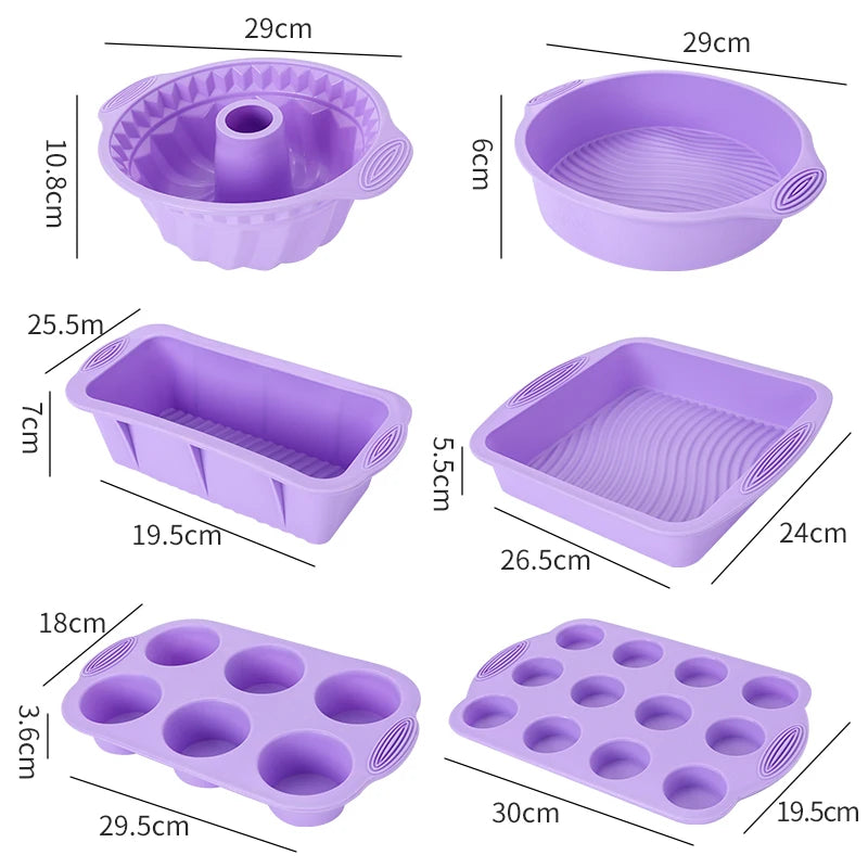 FAIS DU Pink Nonstick Silicone Bakeware Set Baking Cake Pan for Pastry Cake Muffin Cupcake Bread Molds Baking Accessories Tools