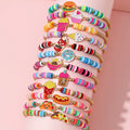 12Pcs/set Unicorn Cat Flower Charm Elastic Handmade Beaded Bracelets for Women Girls Birthday Party Jewelry Friendship Gift