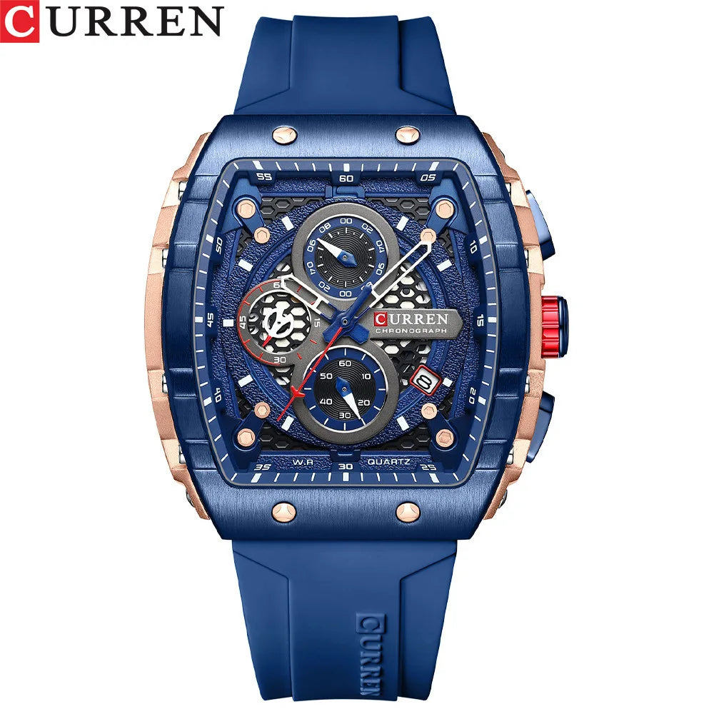 CURREN 8442 Top Brand Men's Watches Luxury Square Quartz Wristwatch Waterproof Luminous Chronograph Watch for Men Date Clock
