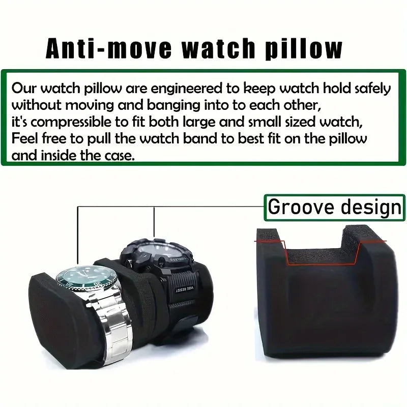 Premium Hard-Shell 2 Slots Watch Travel Case - Protective Storage Organizer Box for Men and Women's Watches - Shock-Resistant