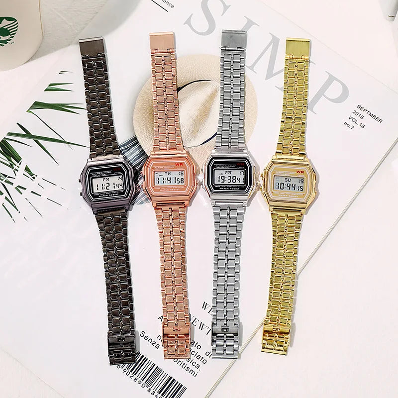 Sports Rose Gold Children Watches for Women Electronic Digital Display Retro Style Alarm Clock Men's Relogio Masculin Reloj