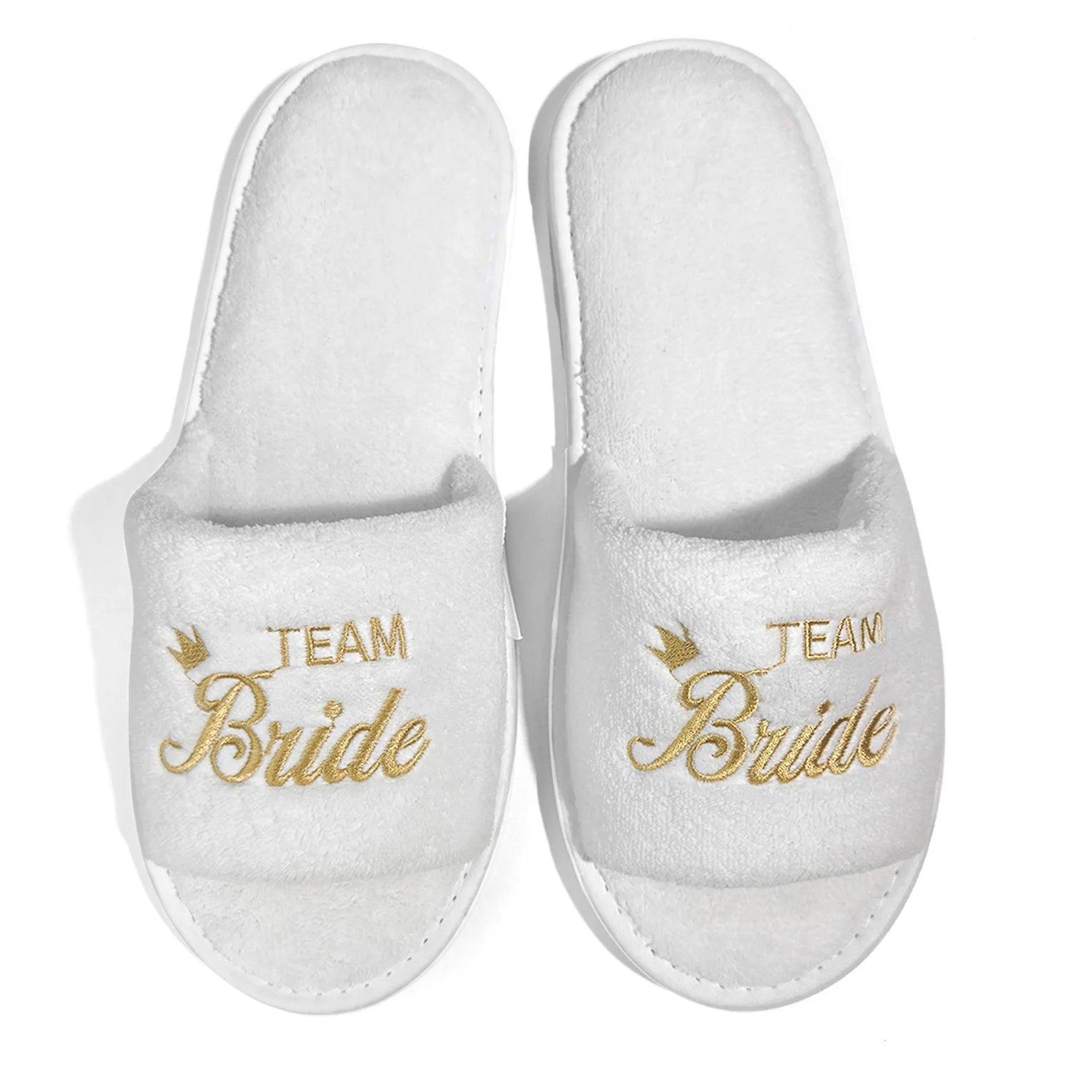 Bride & Bridesmaid, Wedding Party Guests Home Slip On Shoes Bridal Party Slippers Open-toe With Golden, Mint Green and Pink