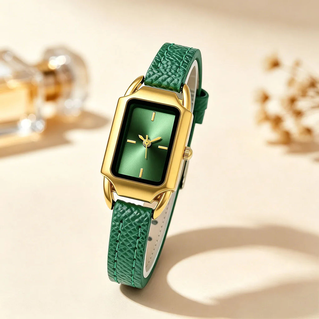 Simple Fashion Casual Women Fashion PU Leather Rectangle Quartz Watches