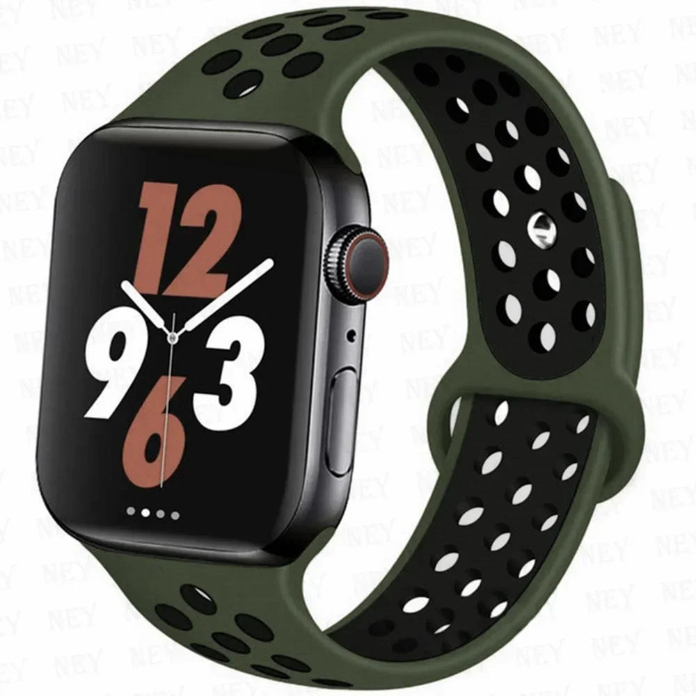 Sport Strap For Apple Watch Band 45mm 49mm 44mm 40mm 41mm 42mm Silicone bracelet correa iWatch Ultra 2 Series 9 8 SE 7 6 5 4 3
