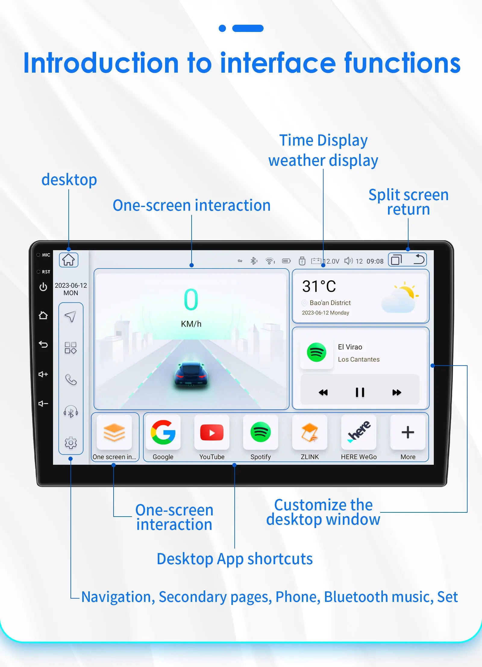 Hizpo 9 inch Wireless CarPlay Android Auto Car Radio for Fiat 500 2016 2017 2018 2019 Multimedia Wireless Apple CarPlay Smart Intelligent Systems IPS Touch Screen Stereo Video Player 2 Din Autoradio Head Unit Navigation BT GP
