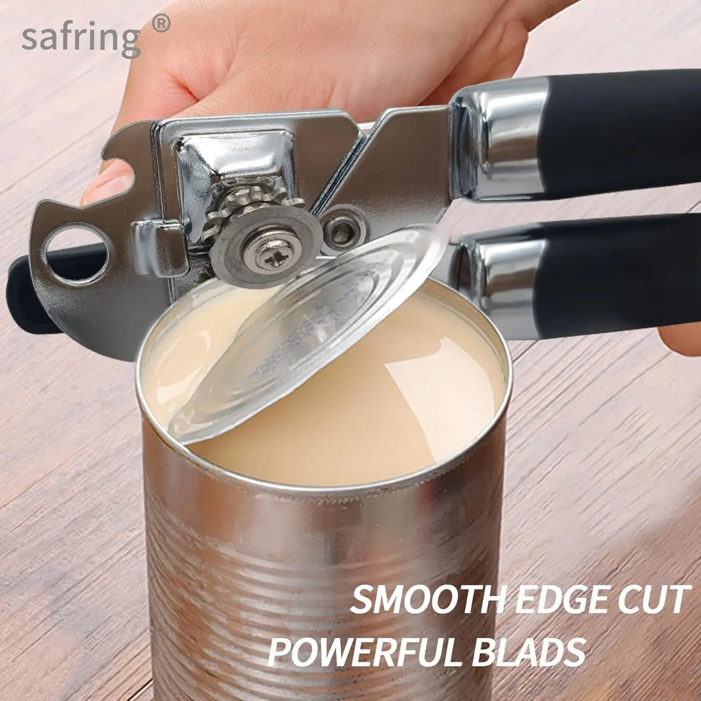 Heavy Duty Manual Can Opener Sturdy Stainless Steel with Comfort Grip It Also Functions As A Multi-functional Bottle Opener.
