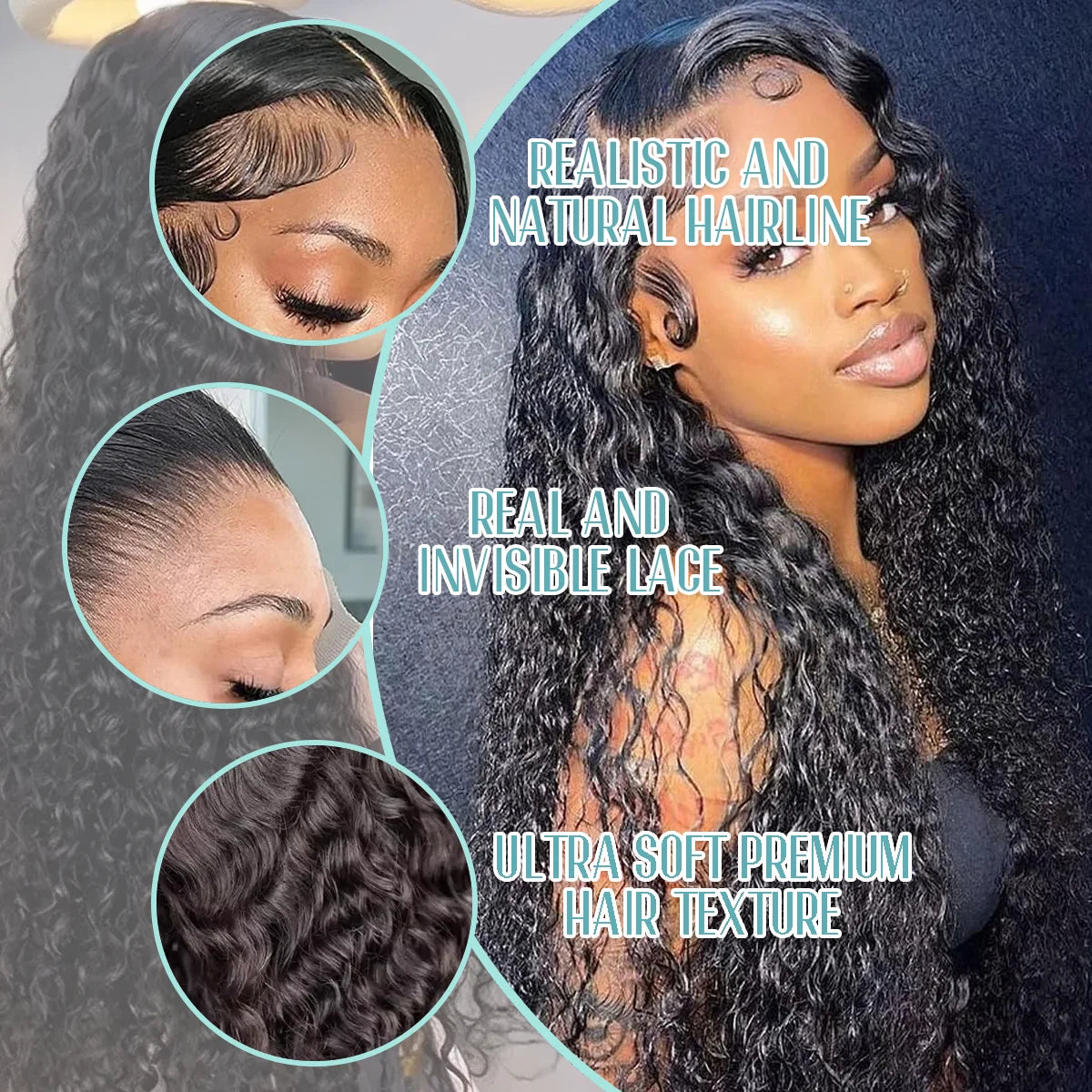 Natural Color Human Hair Wigs Deep Wave 40 Inches 200% Density 360 5x5 Closure 13x6 13x4 HD Transparent Invisible Lace Frontal Wig Black 1B For Women Brazilian Hair Pre Plucked Pre Cut Lace Pre Bleached Knots Pre Styled