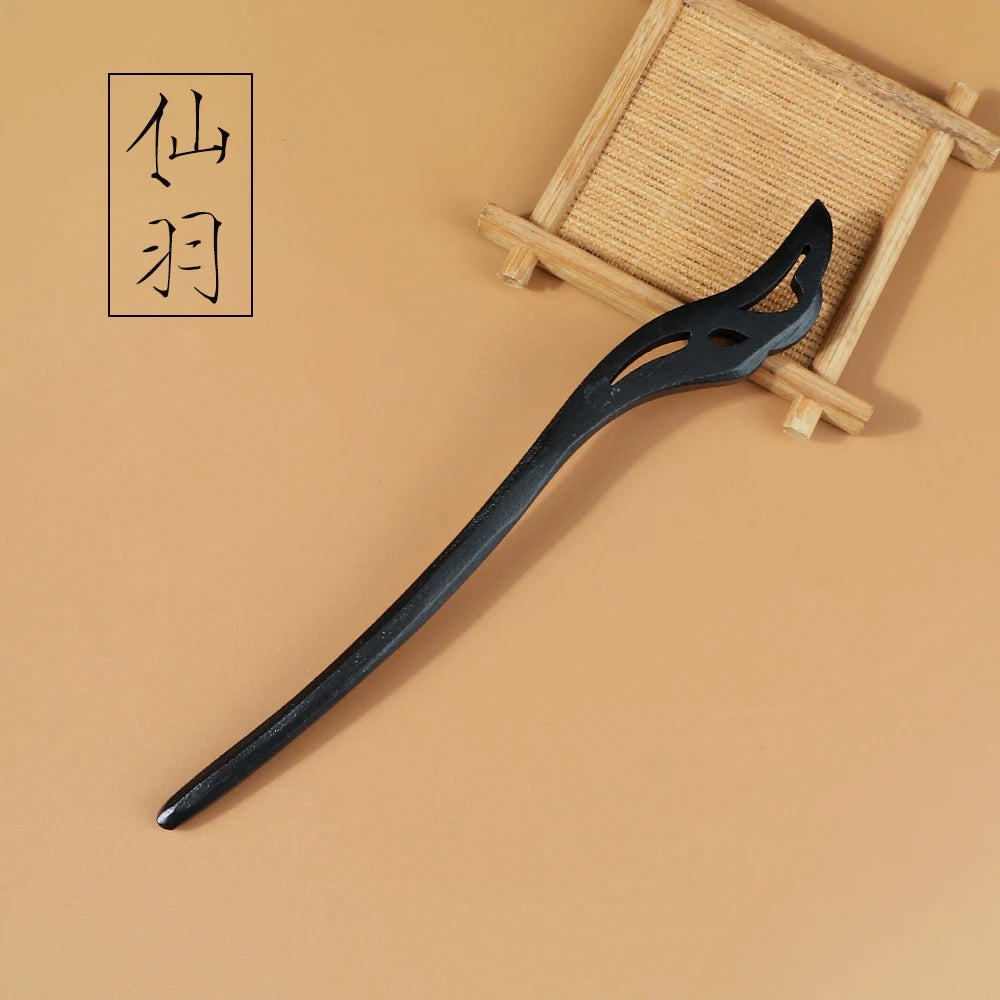 Chinese Royal Wooden Hair Clips Hair Stick Women Simple Carved Wood Hairpins Girl Exquisite Hair Style Accessories Headwear Gift