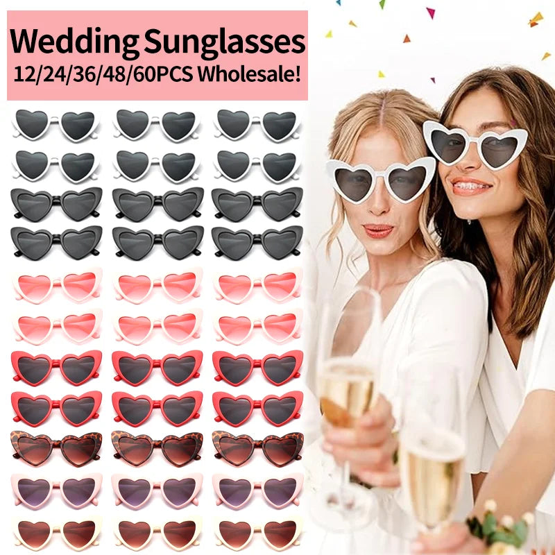 Heart Shaped Sunglasses Wedding Bride Bridesmaid Gift Bachelorette Party Favors Bridal Squad Glasses Bulk 12/24/36/48/60PCS