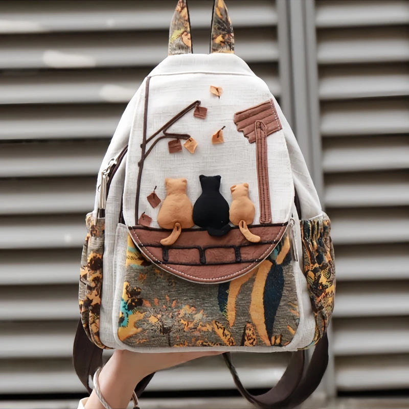 Luxury 3D Pumpkin Pattern Women Travel Backpack High Quality Linen Female Backpack Fashion Prettry Style Girls Daypack Backpack