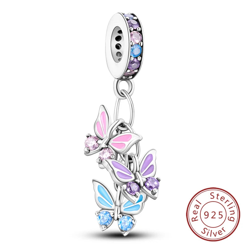 Hot Sale Charm Bead Pendant 925 Sterling Silver Firefly Love Heart Cats Dogs Sunflower Charm for Bracelet Women DIY Jewelry Gift