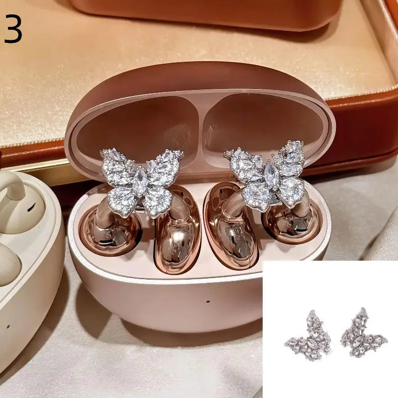 1Pairs Headphone Diameter Buckle Zircon Decorative Headphone Decoration Clip Removable Easy To Install Earbud Accessories〔Nest〕