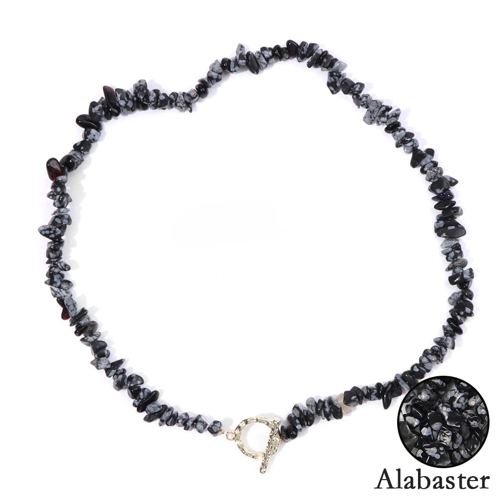 Healing Bohemian Gem Gravel Natural Semi-precious Stone Necklace Women's Fashion Necklace Jewelry Collares Para Mujer Female