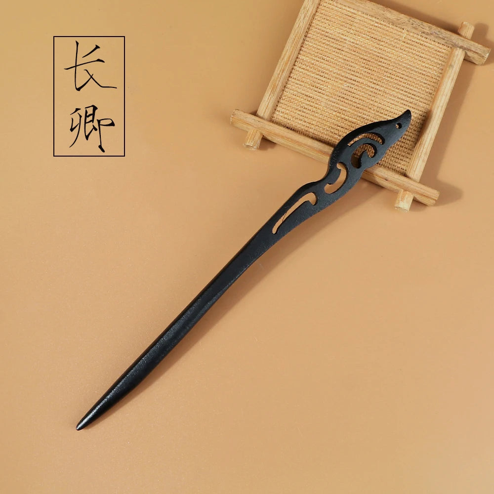 Chinese Royal Wooden Hair Clips Hair Stick Women Simple Carved Wood Hairpins Girl Exquisite Hair Style Accessories Headwear Gift