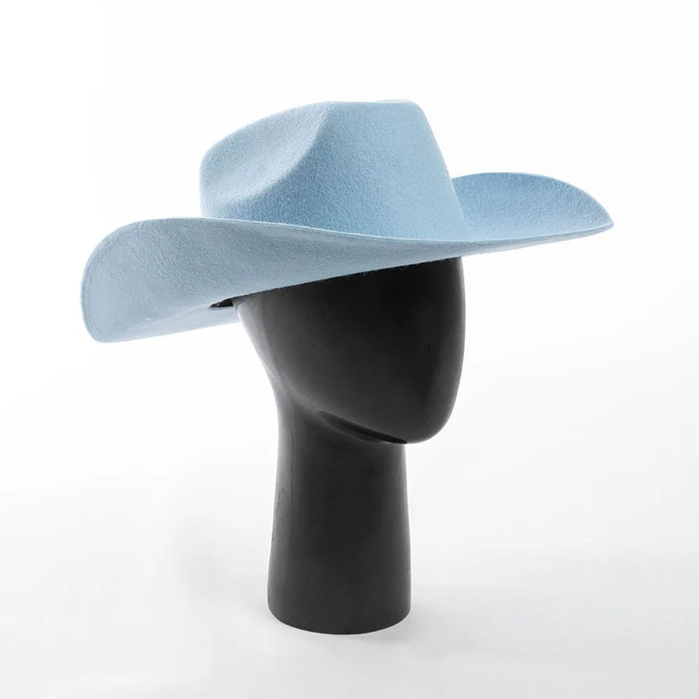 100% Wool Western Cowboy Hat Women Men Autumn Winter Casual Felt Cowgirl Hat Outdoor Sunshade Warm Concave Shape Fedoras Top Hat