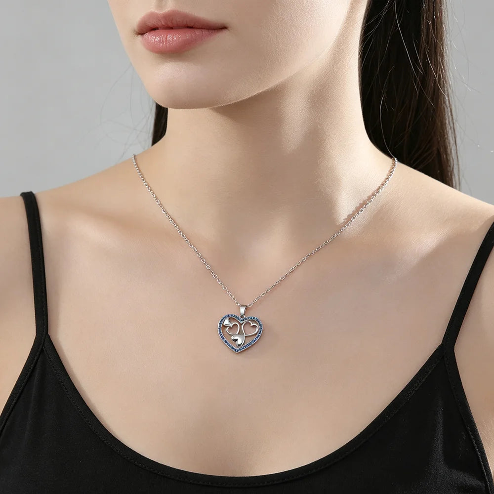 Skyrim Sweet Love Heart Zircon Pendant Necklace Stainless Steel Gold Color Minimalist Choker Fashion Jewelry Birthday Gift