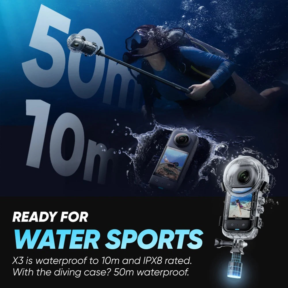 Dive Case for Insta360 X4 Waterproof Housing Cover for Insta360 X4 Invisible Diving Case Underwater 50M Dive Shell Accessories