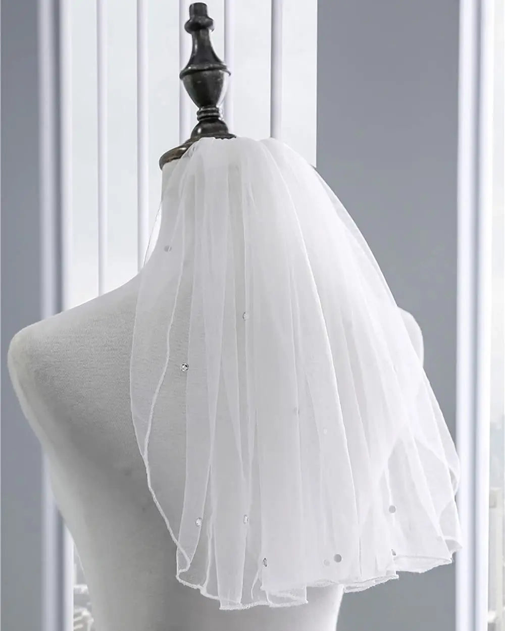 Wedding Veil Comb Bridal Short Crystal Bachelorette Party Bride Shoulder for Women and Girls