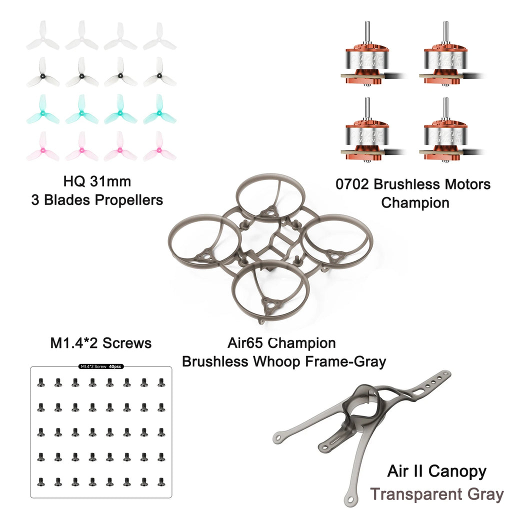 BETAFPV Air65 Champion Brushless Whoop Frame-2.20g 65mm Tiny Whoop, Air 65 II Motor Fixing Screws Pack, HQ 31mm Propellers