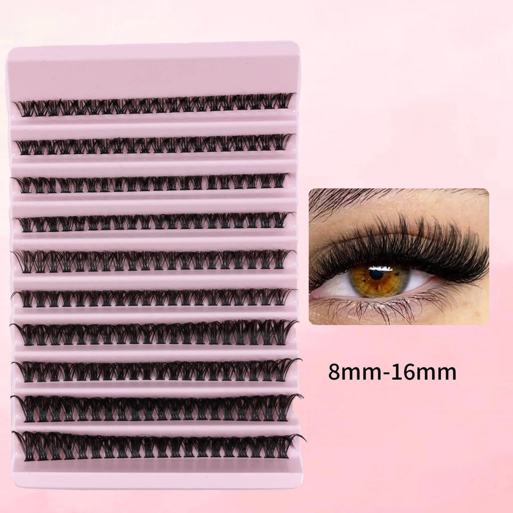 MIAOJIE 200pcs 30D Cluster False Eyelashes Set, DIY Eyelash Extensions, 0.05mm Thickness, D Curl, Mixed Lengths 8-16mm