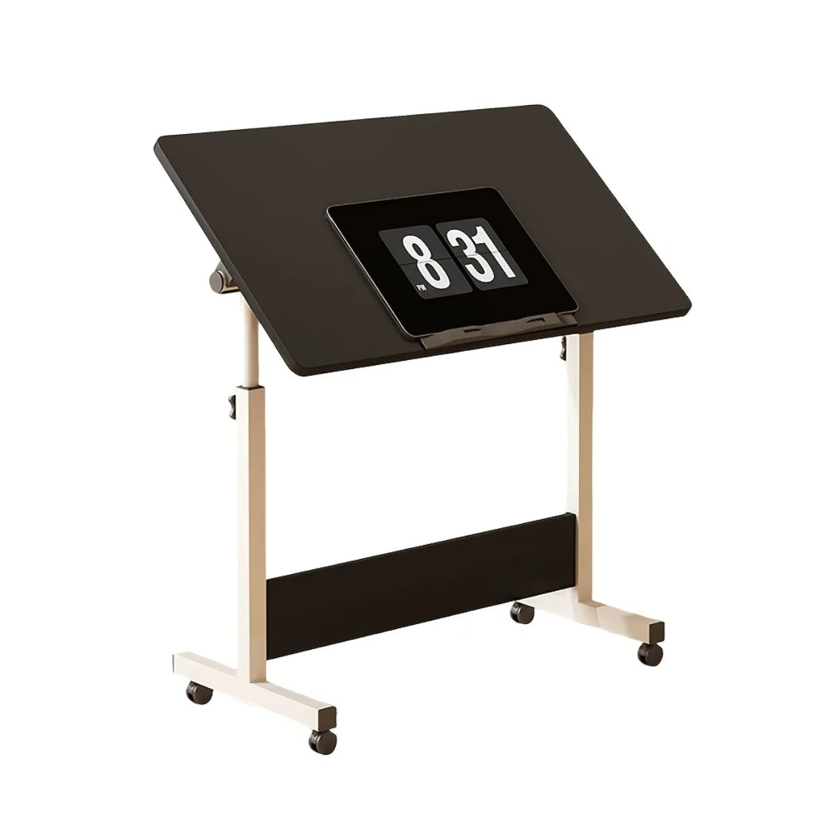 Adjustable Height Standing Desk with Lockable Wheels, Portable Mobile Computer Desk for Home Office