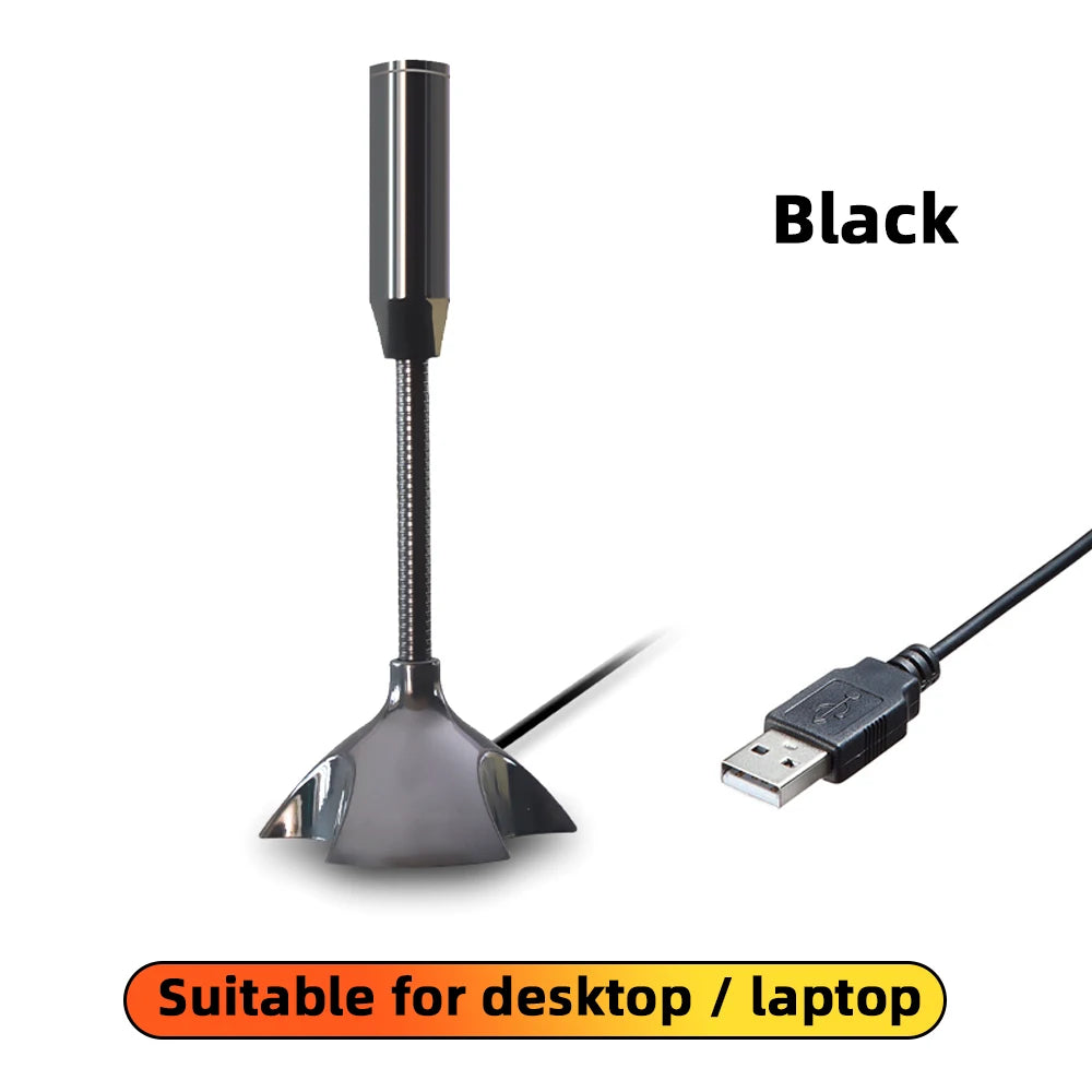 USB Laptop Microphone Voice Mic High Sensitivity Mini Studio Speech Mic Stand With Holder Gaming Conference for Desktop PC